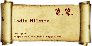 Modla Miletta névjegykártya